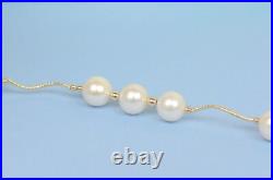 14K Yellow Gold Natural White genuine Pearl Necklace, Bracelet, Earrings Set