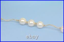 14K Yellow Gold Natural White genuine Pearl Necklace, Bracelet, Earrings Set