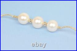 14K Yellow Gold Natural White genuine Pearl Necklace, Bracelet, Earrings Set