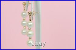 14K Yellow Gold Natural White genuine Pearl Necklace, Bracelet, Earrings Set