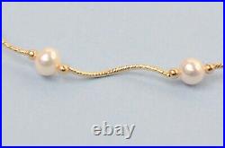 14K Yellow Gold Natural genuine White Pearl Necklace, Bracelet, Earrings Set