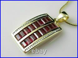 14K Yellow Gold Over Channel Set Engagement & Wedding Pendant 3.25 Ct VVS1 Ruby