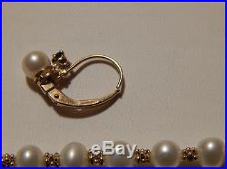 14K Yellow Gold Pearl Bracelet Necklace Earrings Set