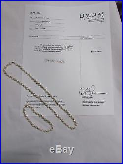 14K Yellow Gold & Pearl Bracelet & Necklace Set With Appraisal Sheet