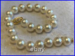 14K Yellow Gold Pearl Necklace & Bracelet Fine Jewelry Set 18 & 7 Strands
