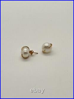 14K Yellow Gold Pearl Ring and Earring 3 Piece Set Ring MACYS Size 7