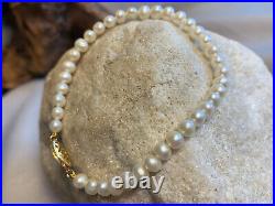 14K Yellow Gold Pearl Set Necklace Sz 18.5 & Bracelet Sz 7.5'' Fine Jewelry