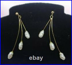 14K Yellow Gold & Pearls 18 in Necklace, 7 in Bracelet, & 1.5 in Earrings Set