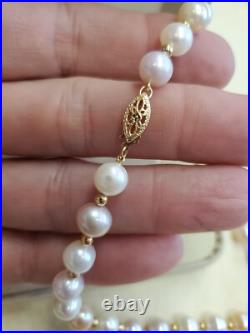 14K Yellow Gold Pink/Cream/Irridescent 7.5mm PEARL Necklace & Earrings SET