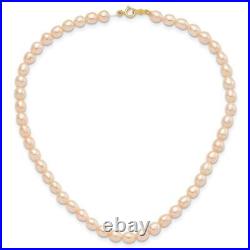 14K Yellow Gold Pink FW Cultured Pearl 12 Necklace, 5 Bracelet & Earring Set