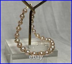 14K Yellow Gold Pink Pearl Set 17.5 Necklace & 7 Bracelet Fine Jewelry