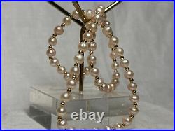 14K Yellow Gold Pink Pearl Set 17.5 Necklace & 7 Bracelet Fine Jewelry