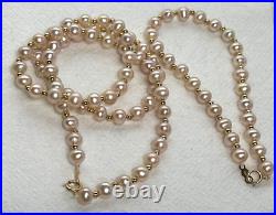 14K Yellow Gold Pink Pearl Set 17.5 Necklace & 7 Bracelet Fine Jewelry