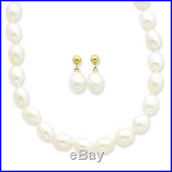 14K Yellow Gold Potato Freshwater Cultured Pearl 18 Necklace & Earrings Set