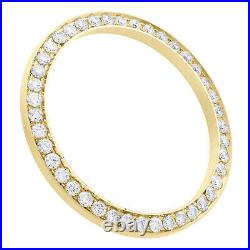 14K Yellow Gold Rolex DateJust 36 Bead Set Diamond Bezel Fits 36mm Watch 2.10 CT