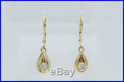 14K Yellow Gold Set of Water Drop 0.60 Ct Diamond Pendant Necklace with Earrings