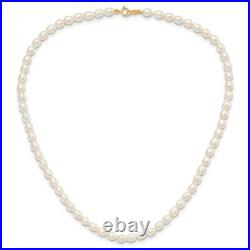 14K Yellow Gold White FW Pearl 14 in. Necklace, 5 in. Bracelet & Earring Set