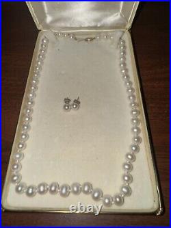 14K vintage cultured pearl necklace set