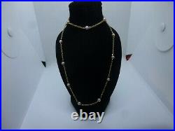 14KT Gold Chain AAA Cultured Pearl Set Children's Necklace, Bracelet, Earrings