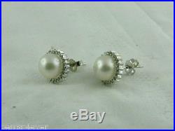14Kt White Gold & Diamond Pearl Jewelery Set with Earrings, Ring, Chain & Pendant