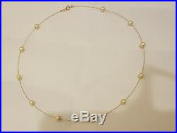 14ct 14k 585 yellow gold Pearl set Wire Necklace mint