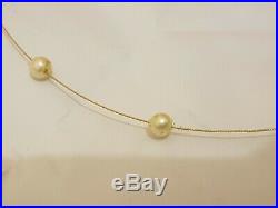 14ct 14k 585 yellow gold Pearl set Wire Necklace mint