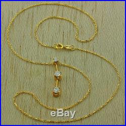 14ct Gold 1.00ct Diamond Drop Necklace & Stud Earrings Set 16 RRP £1995 (KA12)