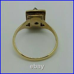 14ct Yellow Gold Antique Onyx & Seed Pearl Set Ring, Finger Size J 1/2