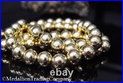 14k 16k Yellow Gold 10mm Add a Bead Ball Strand Necklace Bracelet Set 50 grams