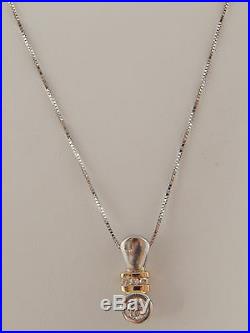 14k 2 tone Gold Round Diamond Drop Pendant 17 Necklace. 39 tcw Bezel Set H/VS2