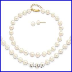 14k- Cultured Pearl Earring Necklace Bracelet Set