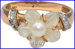14k Gold 0.25CT VS Diamond Pearl & Mother of Pearl Ring and Earring Set 14k Gold 0.25CT VS Diamond Pearl & Mother of Pearl Ring and Earring Set