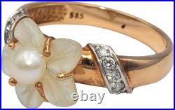 14k Gold 0.25CT VS Diamond Pearl & Mother of Pearl Ring and Earring Set 14k Gold 0.25CT VS Diamond Pearl & Mother of Pearl Ring and Earring Set