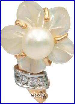 14k Gold 0.25CT VS Diamond Pearl & Mother of Pearl Ring and Earring Set 14k Gold 0.25CT VS Diamond Pearl & Mother of Pearl Ring and Earring Set