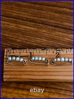 14k Gold And White Pearl Necklace Shorteners Safety Pin Style Set Of Three (3)