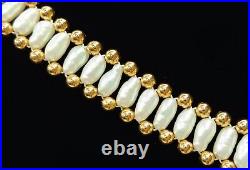 14k Gold Bead & Freshwater Pearl Necklace, Bracelet, & Earring Set (34456-3)