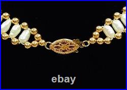 14k Gold Bead & Freshwater Pearl Necklace, Bracelet, & Earring Set (34456-3)