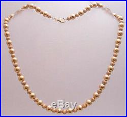 14k Gold Bead Necklace & Earrings SET Eterna Gold Demi-parure Weight 10.47g