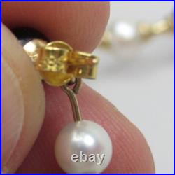 14k Gold Bead Pearl Onyx Bracelet & Dangle Earrings Matching Set PJS