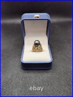 14k Gold Coral Setting With A Tahitian Pearl Size 4