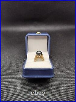14k Gold Coral Setting With A Tahitian Pearl Size 4