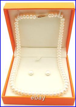 14k Gold Cultured Pearl Necklace & Earrings Set