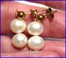 14k Gold Filled Pearl Jewelry Set Necklace Earrings Pierced 12 Grams