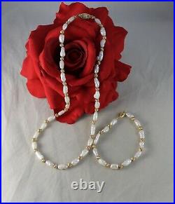 14k Gold Fresh Water Pearl Beaded Necklace Bracelet Set CAT RESCUE 14k Gold Fresh Water Pearl Beaded Necklace Bracelet Set CAT RESCUE