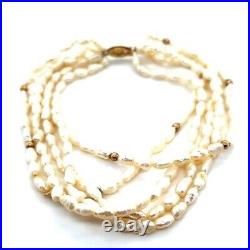 14k Gold Freshwater Pearls Necklace, Bracelet & Earrings Set