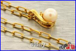 14k Gold Genuine Diamond Pearl Solitaire Pendant Chain Set Ladies Womens Jewelry