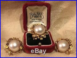 14k Gold Mabe Peal Ring & Earring Set. Beautiful! 21.7 Grams Not Scrap