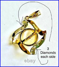 14k Gold Mabe Pearl & Diamond Pendant Hangs 1.1 Pearl in Bezel Setting Estate