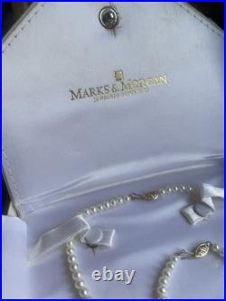 14k Gold Marks & Morgan Akoya Cultured Pearl Necklace & Bracelet Set 18 & 7.5