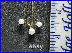 14k Gold NaturalPearl Earring Necklace Set Marked Tested Flawless Ready2Wear